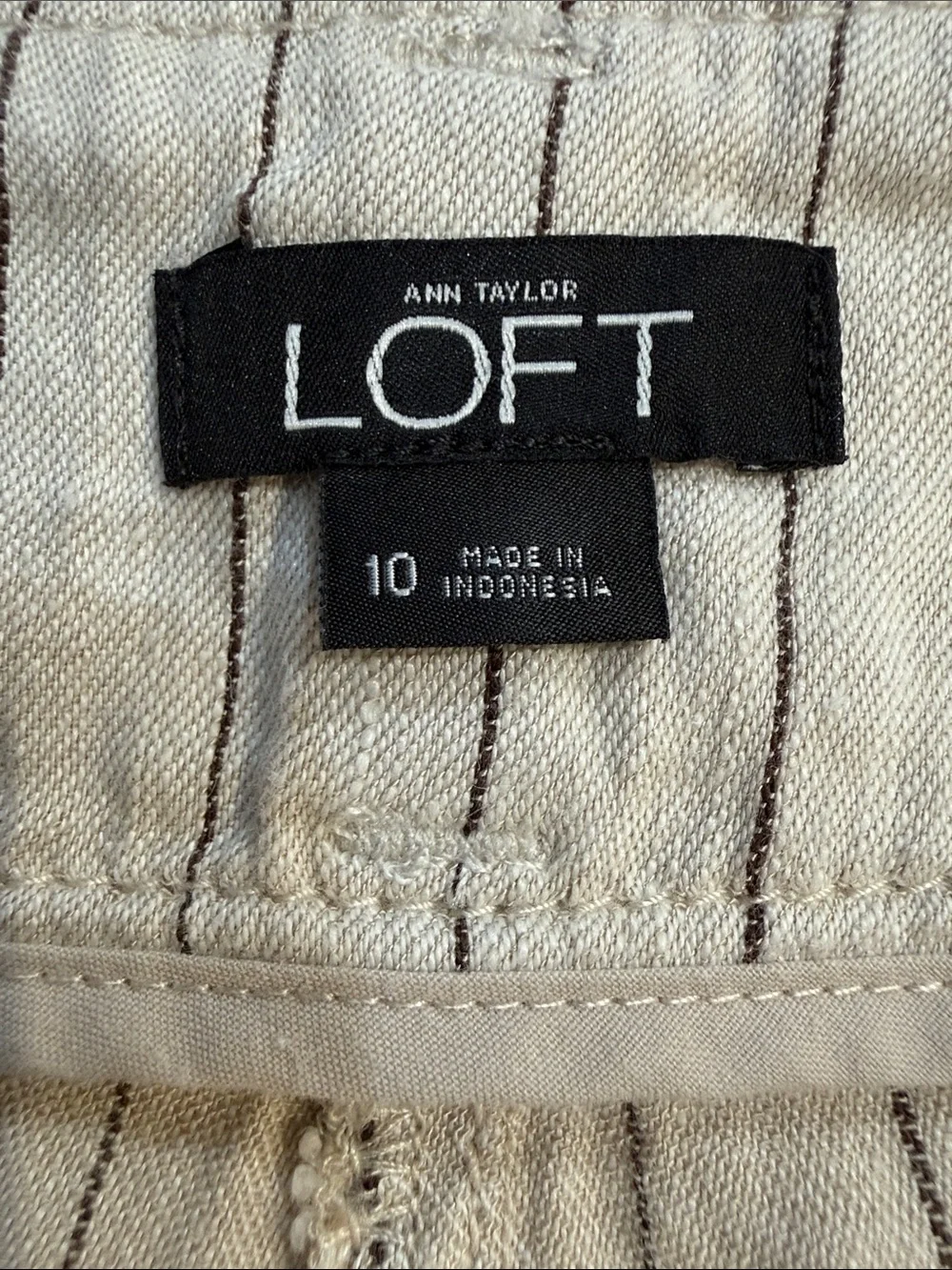 LOFT Striped Linen Blend Wide Leg Crop Pants Pockets | Size 10